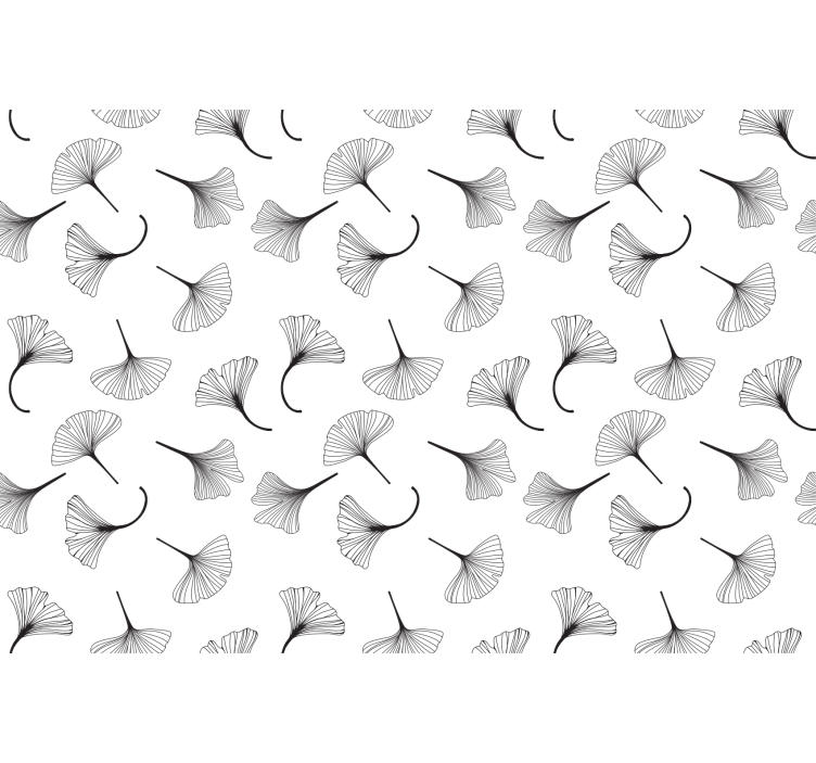 Cortina roller cocina patrón de hojas de ginkgo negro - TenVinilo