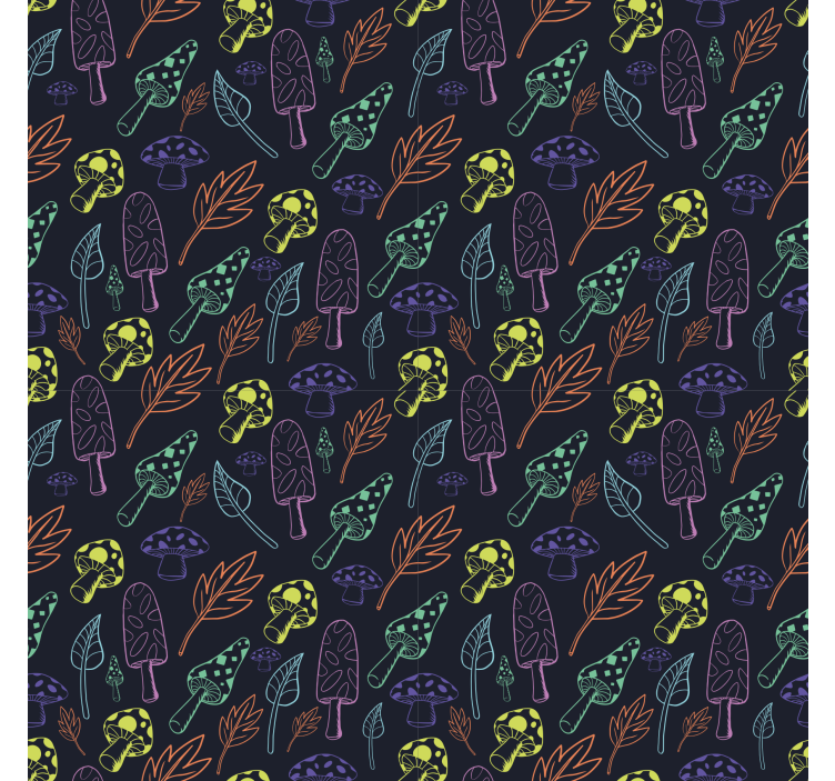 Cortina roller cocina patrón de setas coloridas - TenVinilo