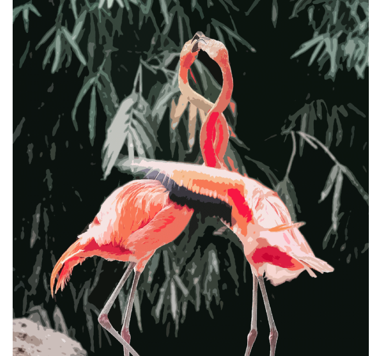 Cortina roller living comedor hermosa imagen de flamencos - TenVinilo