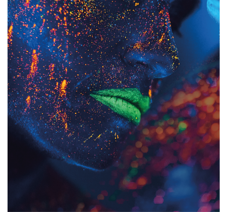 Cortina roller living comedor boca colorida pintada a mano - TenVinilo