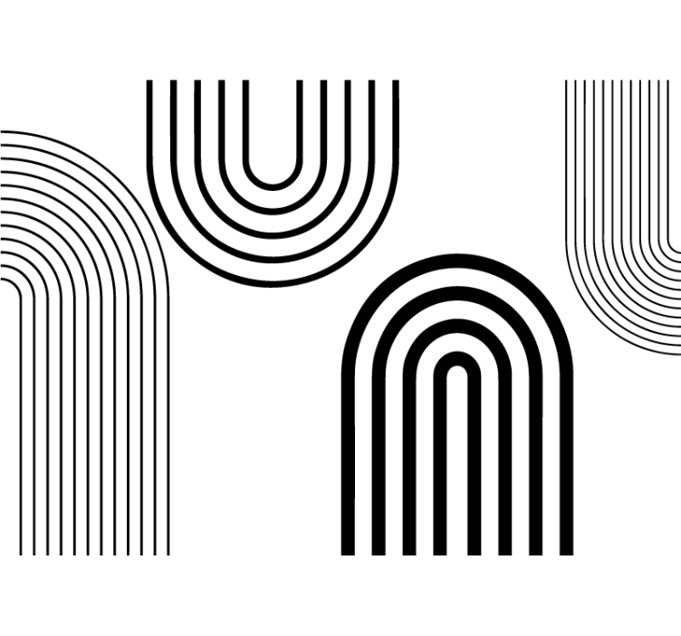 Cortina roller blanca arcos negros minimalistas finos - TenVinilo