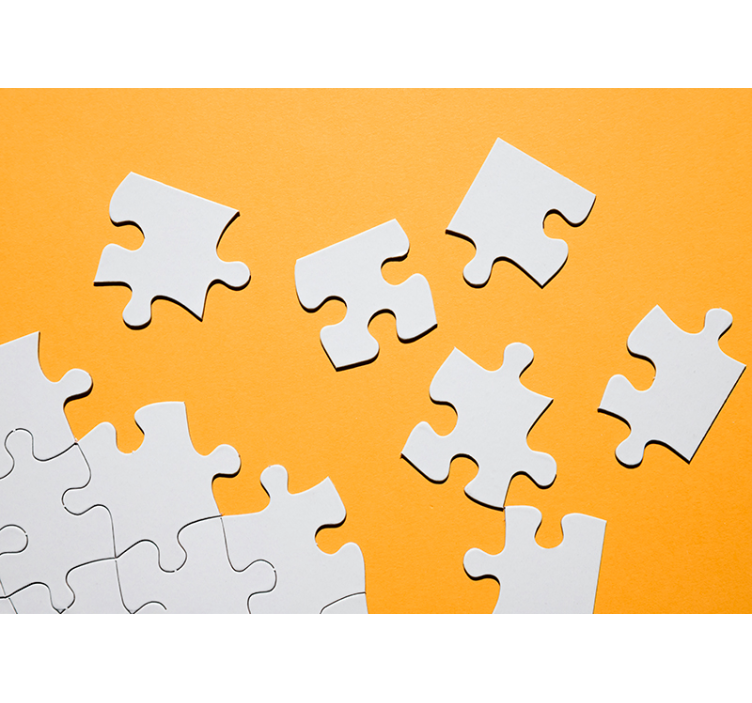 Cortina roller amarilla piezas de rompecabezas montadas - TenVinilo