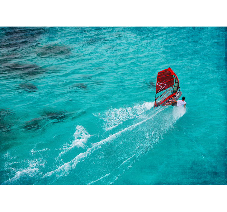 Cortina roller azul windsurfista en el agua - TenVinilo