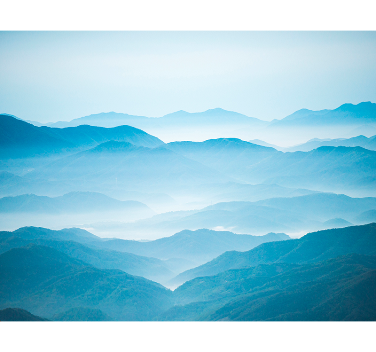 Cortina roller living comedor fotomural montaña niebla - TenVinilo