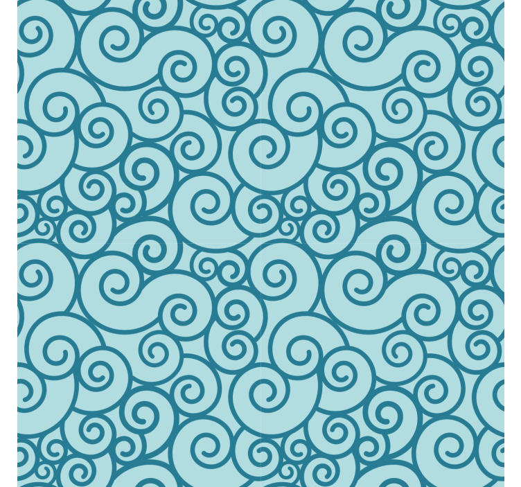Cortina roller azul con diseño de espirales - TenVinilo