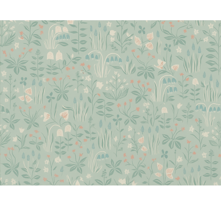 Cortina roller azul floral escandinavo - TenVinilo
