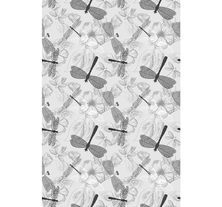 Estor floral Libélulas grises y narcisos - TenVinilo