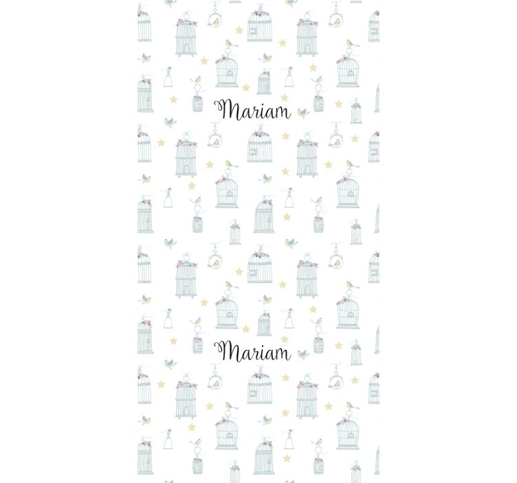 Cortina roller para bebé jaulas de pájaros con nombre - TenVinilo
