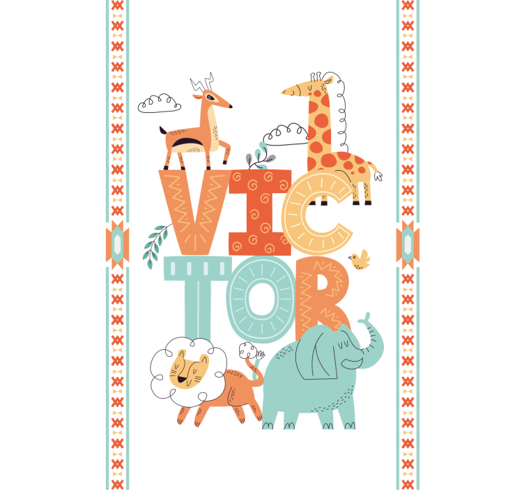 Cortina roller infantil animales salvajes con nombre - TenVinilo