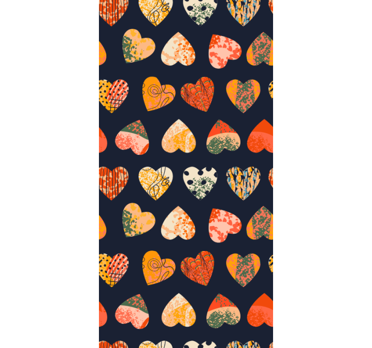 Cortina roller romántica colección de patrones de corazones - TenVinilo