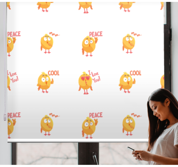 Cortina roller animales expresiones de pájaros lindos - TenVinilo