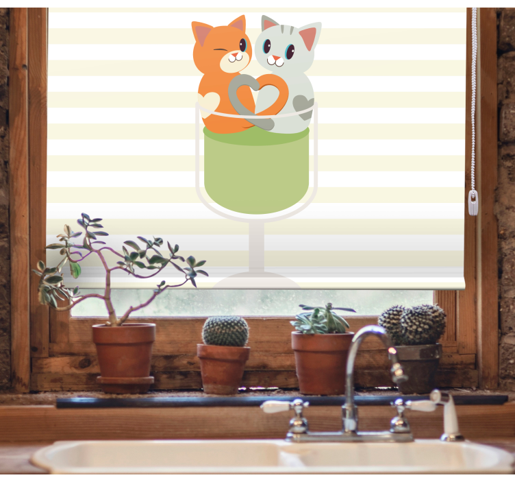 Cortina roller animales lindos compañeros felinos - TenVinilo