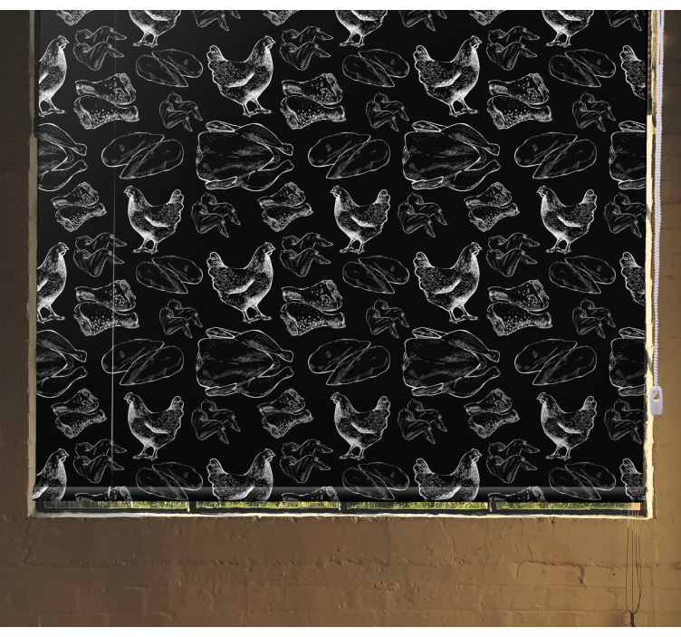 Cortina roller original pollos y carne - TenVinilo