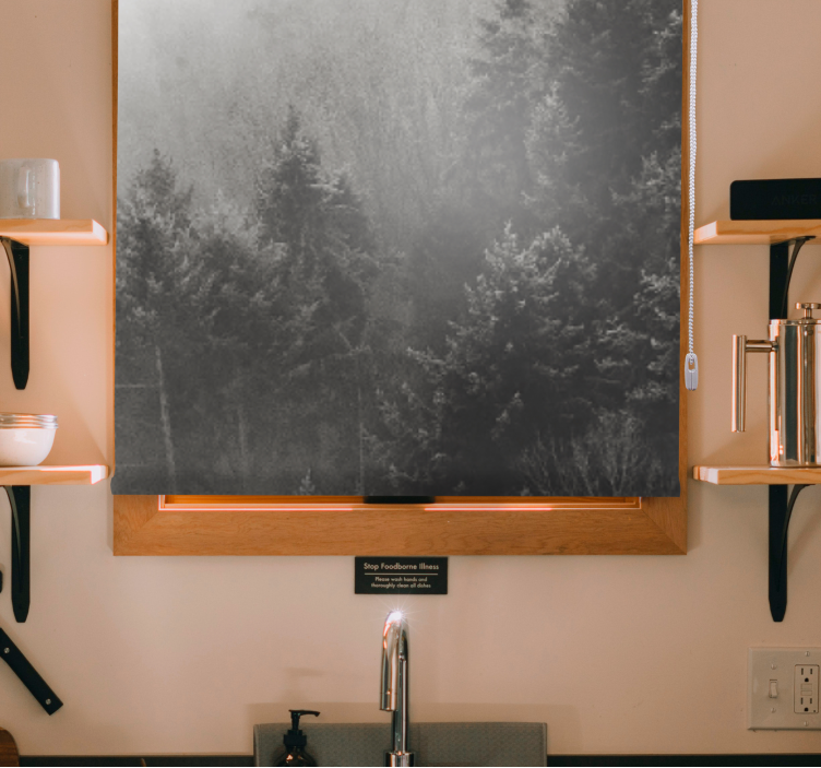 Cortina roller árboles silueta de bosque gris - TenVinilo