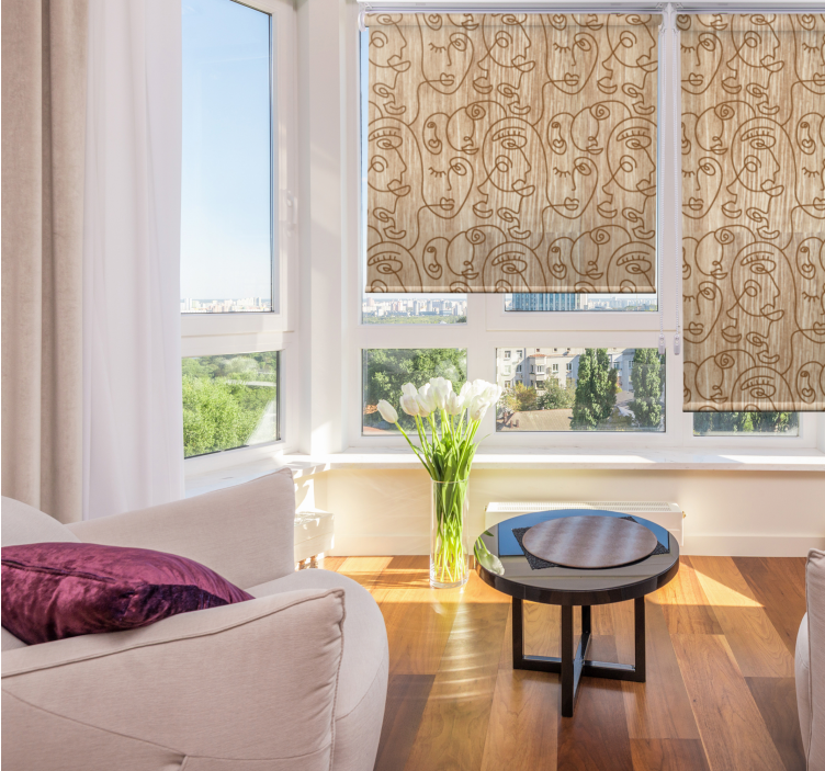 Cortina roller moderno patrones faciales abstractos - TenVinilo