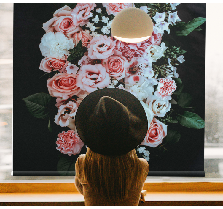 Cortina roller floral arreglo floral floreciente - TenVinilo