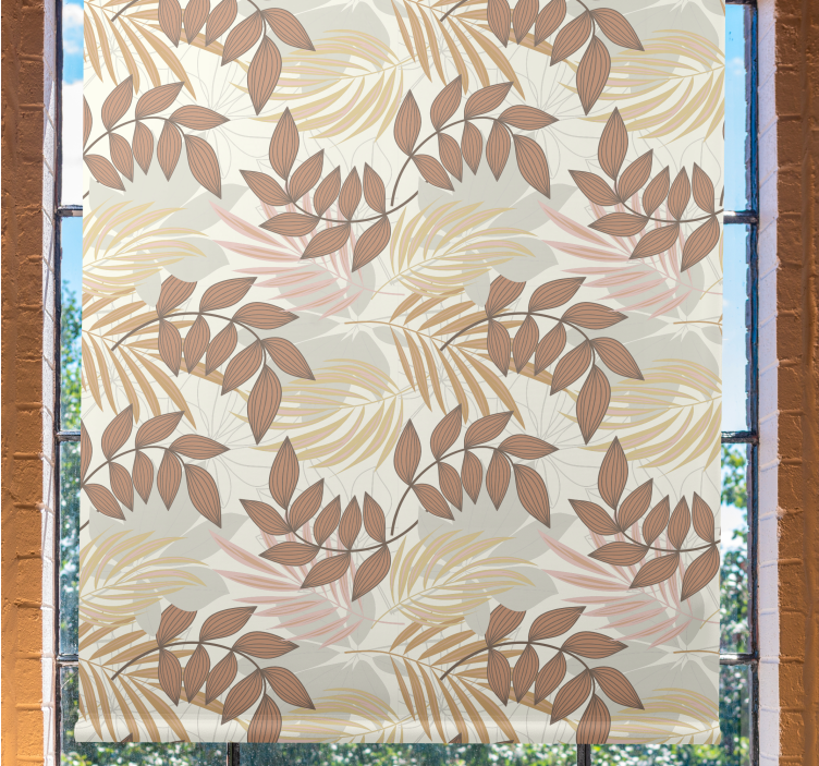 Cortina roller flores delicado patrón de hojas - TenVinilo