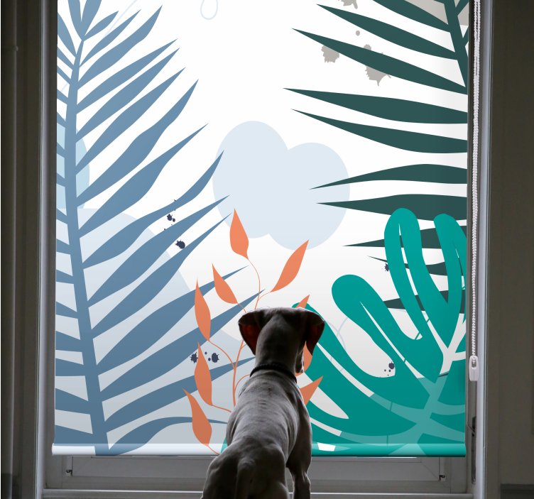 Cortina roller flores hojas grandes tropicales - TenVinilo