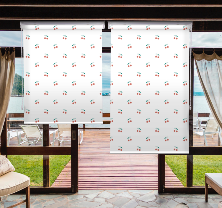 Cortina roller frutas diseño de patrón de cereza - TenVinilo