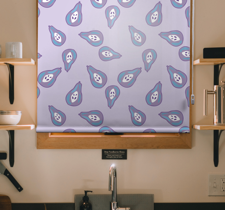 Cortina roller frutas patrón de pera juguetón - TenVinilo