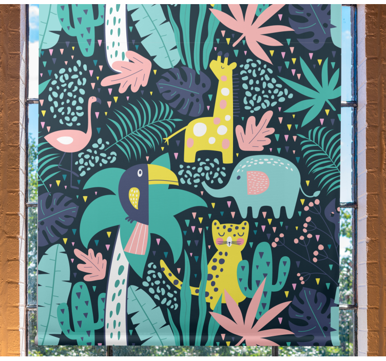 Cortina roller infantil animales nórdicos tropicales - TenVinilo