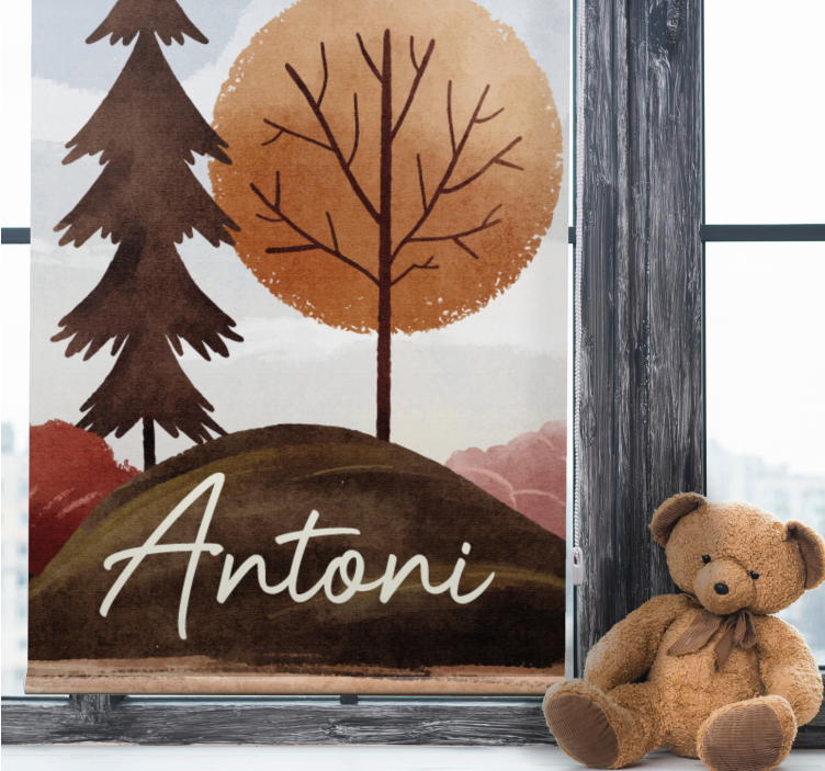 Cortina roller infantil bosque nórdico con nombre - TenVinilo