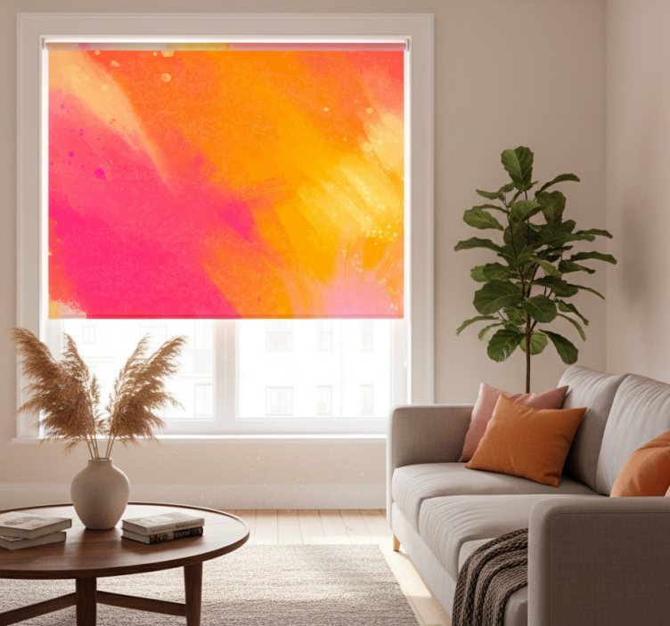Cortina roller living comedor pintura de colores salpicados - TenVinilo