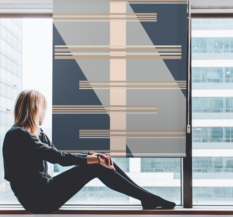 Cortina roller moderno tema de línea geométrica - TenVinilo