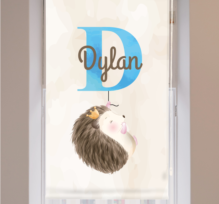 Cortina roller infantil erizo con inicial y nombre - TenVinilo
