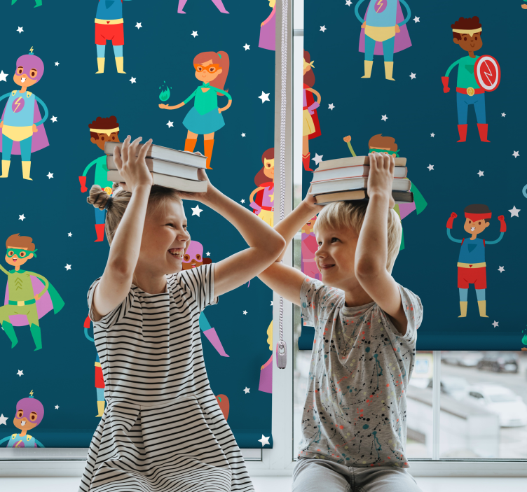 Cortina roller superhéroes patrón de superhéroe - TenVinilo