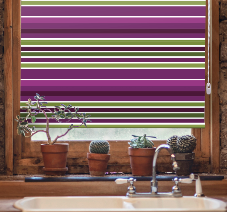 Cortina roller baño motivo morado y verde - TenVinilo
