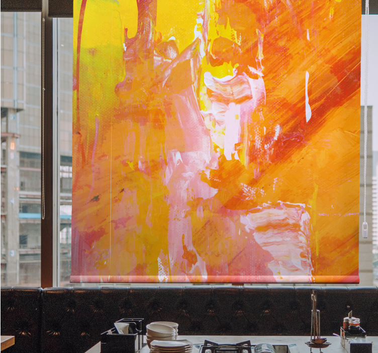 Cortina roller textura salpicaduras abstractas vibrantes - TenVinilo