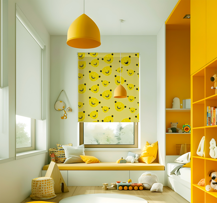 Estor amarillo patrón de osos - TenVinilo