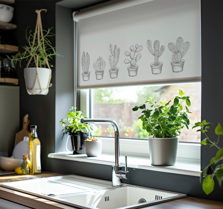 Estor cactus tonos grises - TenVinilo