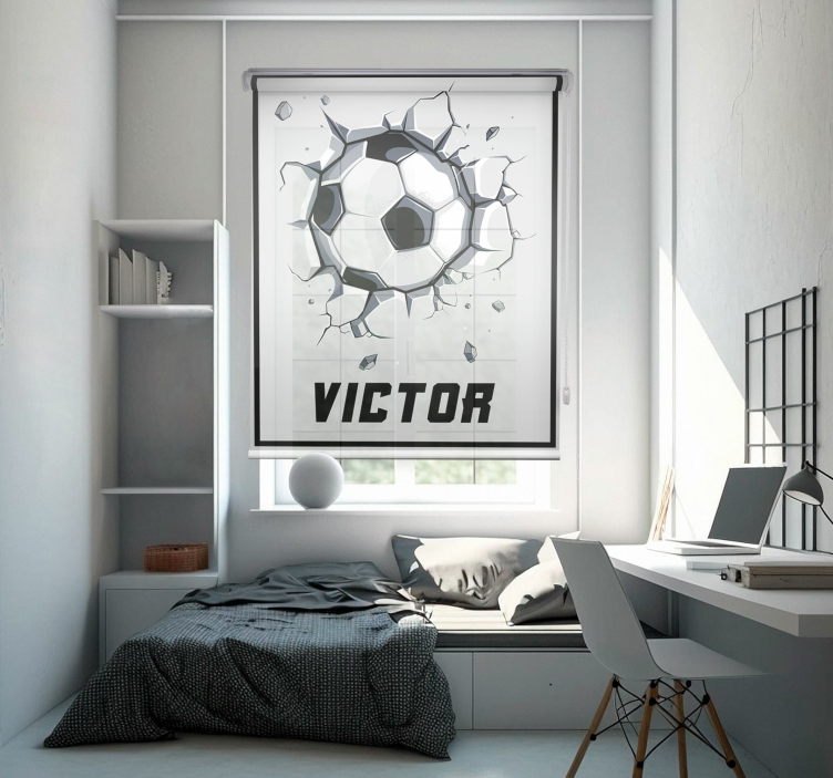 Estor enrollable infantil pelota 3D con nombre - TenVinilo