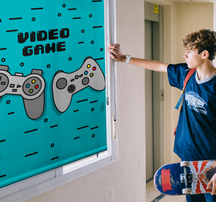 Estor enrollable juvenil de gaming con dos mandos - TenVinilo