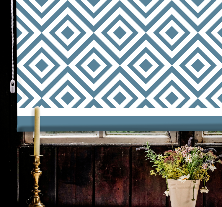 Estor enrollable nórdico cuadrados azules y blancos - TenVinilo