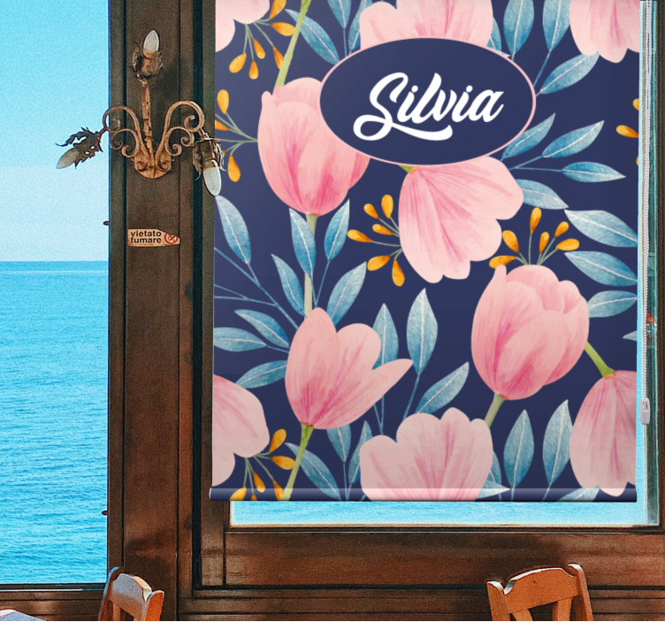 Estor personalizable Arte de flores de acuarela - TenVinilo