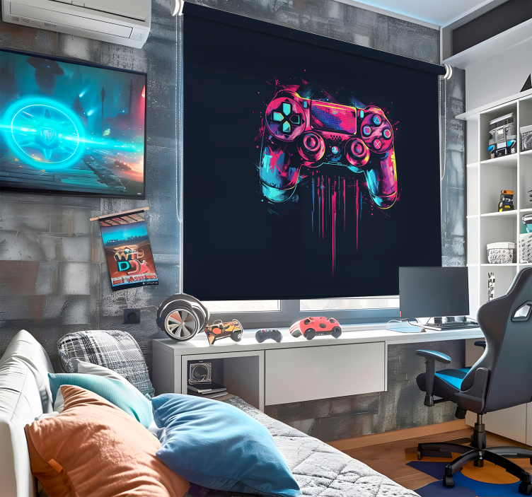 Estor estilo friki control azul y rosa - TenVinilo