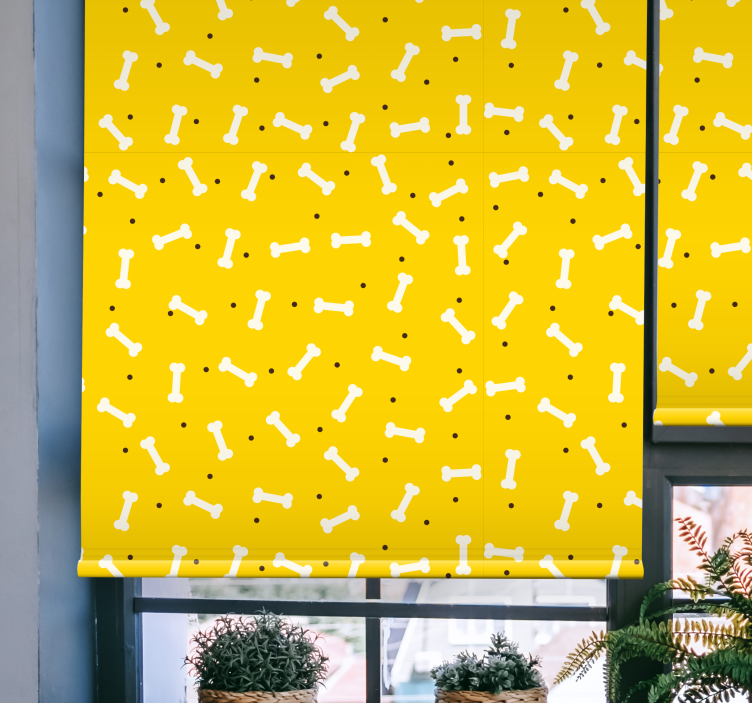 Estor infantil Lindo fondo amarillo hueso de perro - TenVinilo