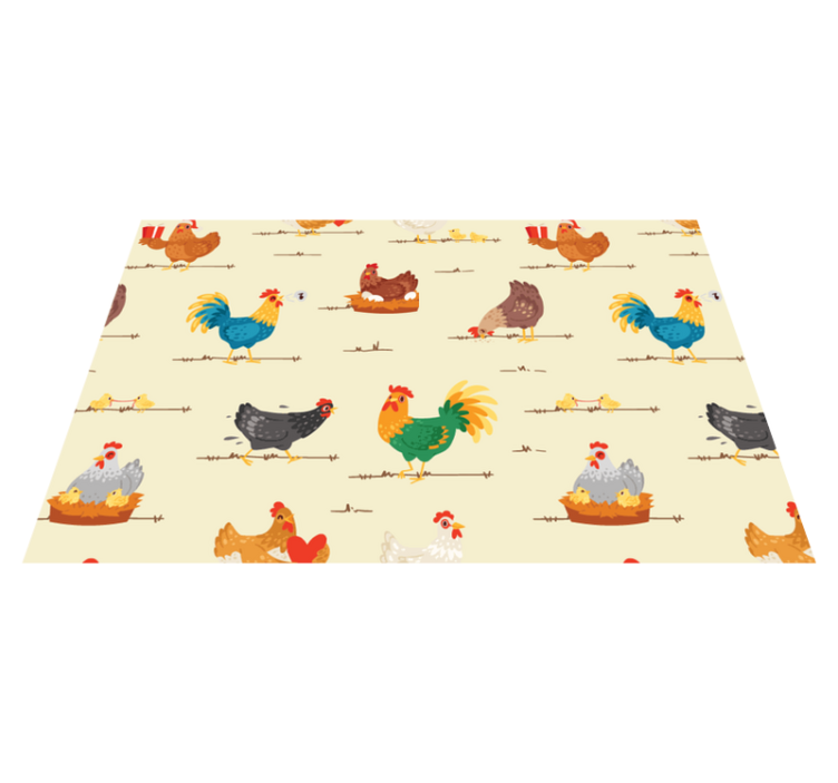 Individual para mesa infantil patrones de gallinas coloridas - TenVinilo