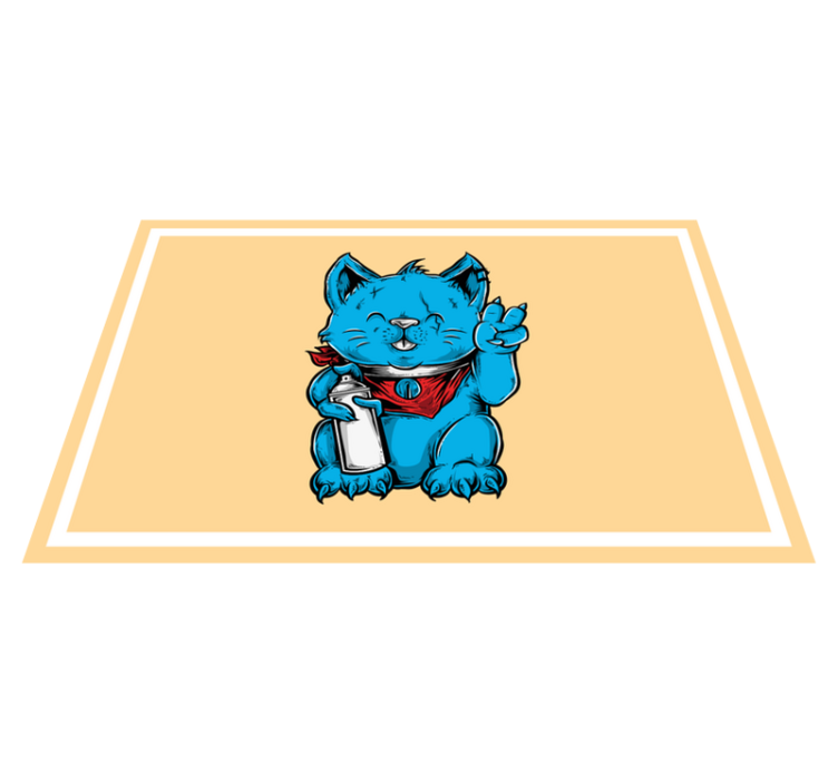 Individual para mesa infantil gato azul alegre - TenVinilo