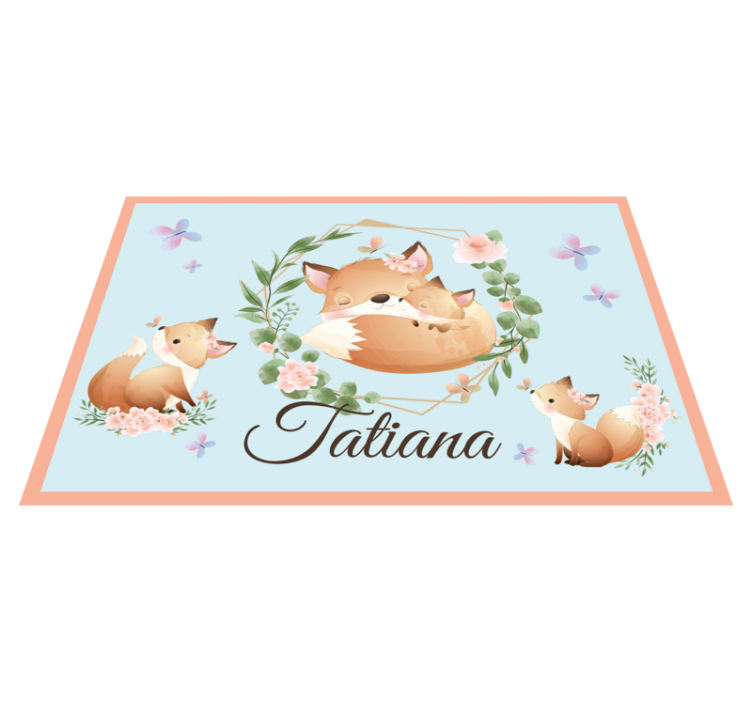 Individual para mesa infantil familia de zorros adorables - TenVinilo