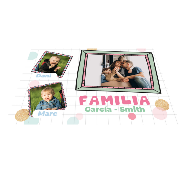 Mantel individual personalizable marcos de familia con nombres - TenVinilo