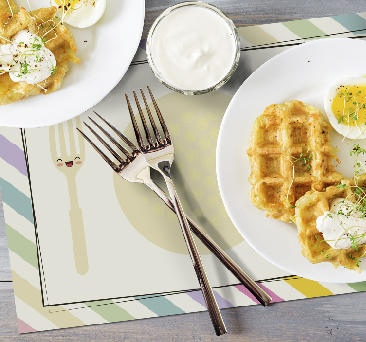 Mantel individual elegante con platos y cubiertos - TenVinilo