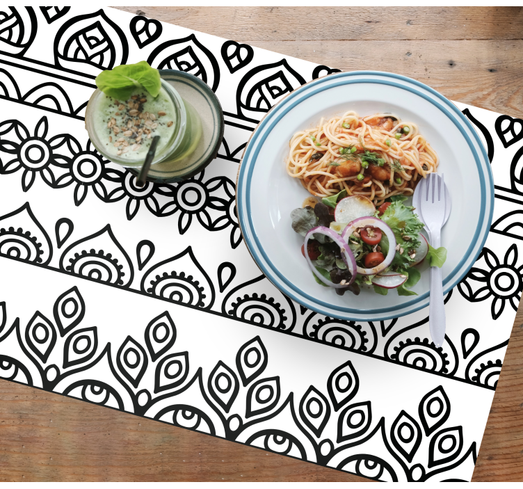 Mantel individual elegante Mandala blanco y negro - TenVinilo