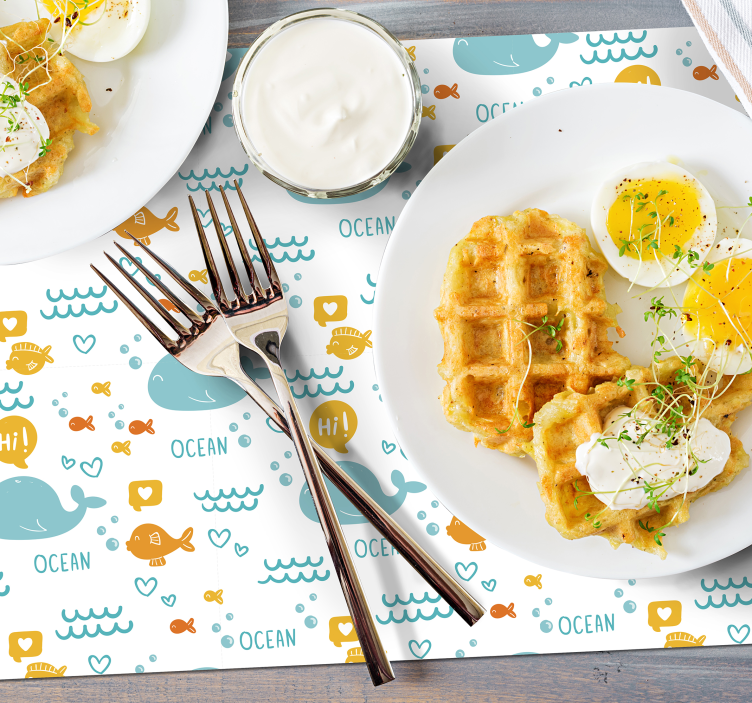 Mantel individual infantil ballena tonos pastel - TenVinilo