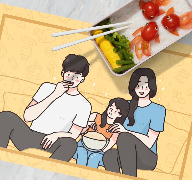 Mantel individual casa Familia comiendo juntos - TenVinilo