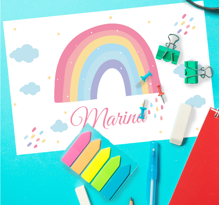 Mantel individual personalizable Lindo arcoiris y nubes en colore - TenVinilo