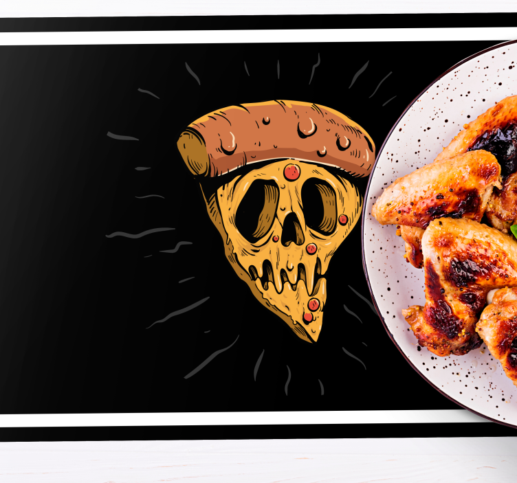 Mantel individual original Pizza calavera estilo graffiti - TenVinilo